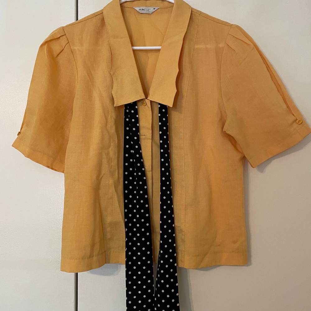 Vintage Button Down Shirt with Black Polka Dot Tie